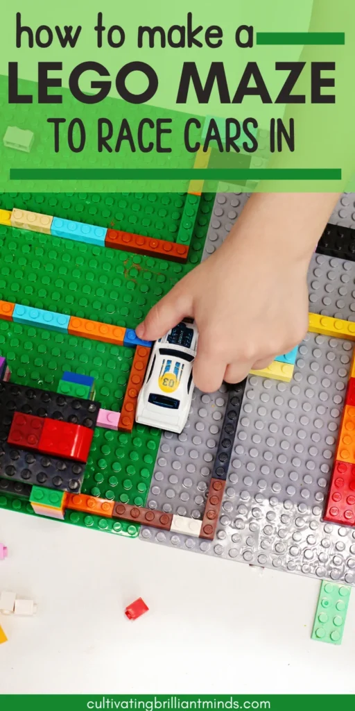 a maze for cars built out of legos