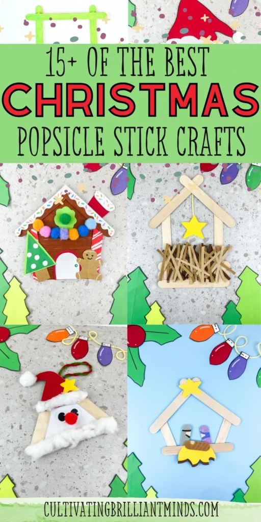 a collage of Christmas Popsicle Stick Crafts