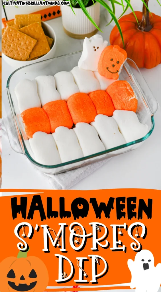 Halloween S'mores Sip with marshmallow ghosts and pumpkins