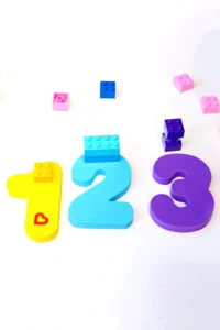 lego math towers with foam numbers 1-3 and the same amount of lego blocks
