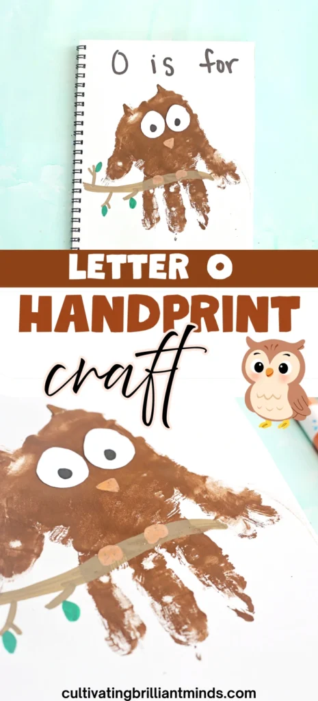 a letter o owl handprint craft that reads "O is for owl"