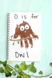 a letter o owl handprint craft that reads "O is for owl"