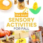a collage of Fall Sensory Activities For Kids