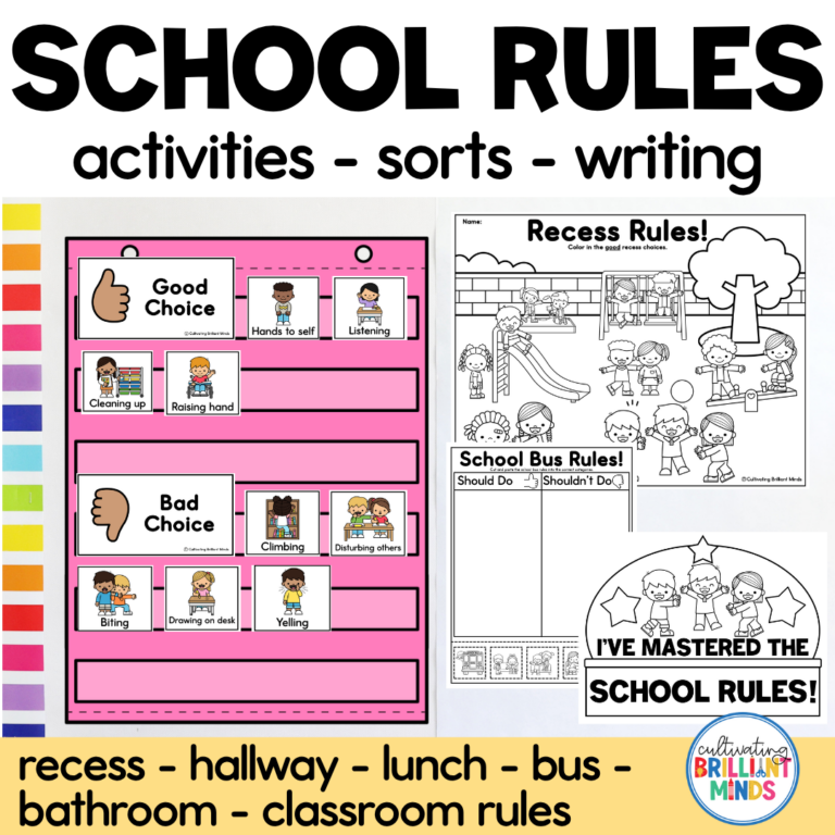 activities and worksheets to practice school rules