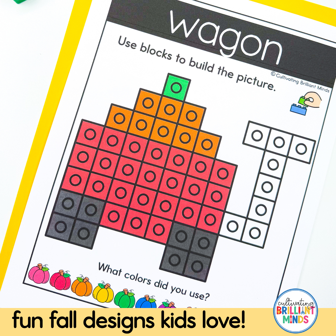 Autumn Fine Motor Bundle - Cultivating Brilliant Minds a wagon snap cube mat
