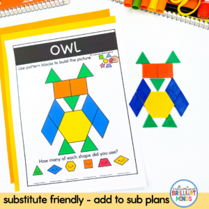 pattern blocks in the shape of an owl