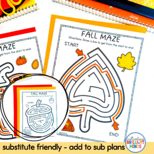 Autumn Maze Worksheets