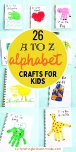 a collage of alphabet handprint crafts for kids