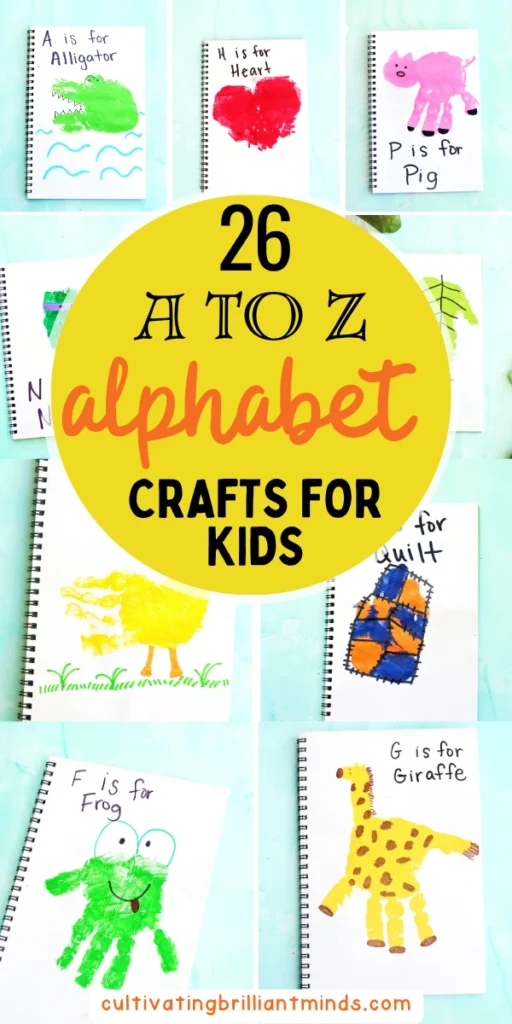 a collage of alphabet handprint crafts for kids