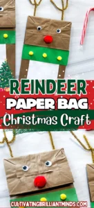 a paper bag decorated to look like a reindeer