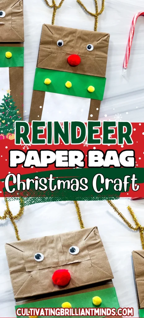 a paper bag decorated to look like a reindeer