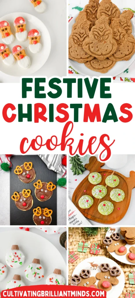 a collage of christmas cookie recipes for kids
