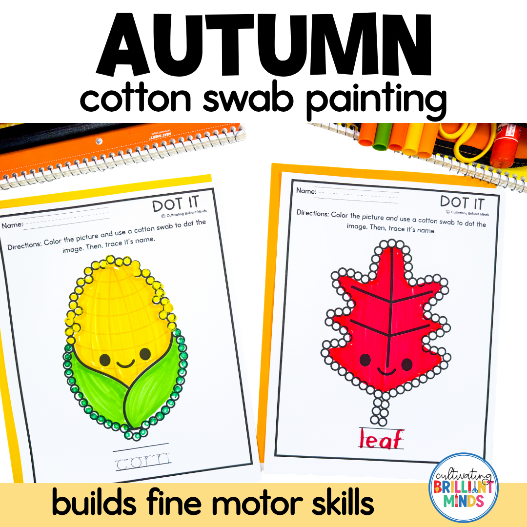 Fall Cotton Swab Painting Worksheets - Cultivating Brilliant Minds Fall Cotton Swab Painting Worksheets