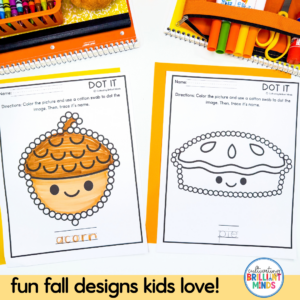 Fall Cotton Swab Painting Worksheets