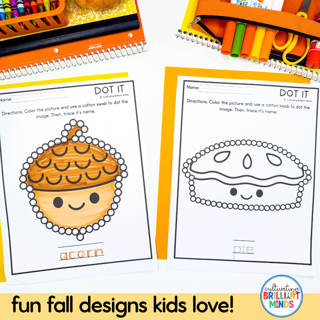 Fall Cotton Swab Painting Worksheets 3 - Cultivating Brilliant Minds Fall Cotton Swab Painting Worksheets