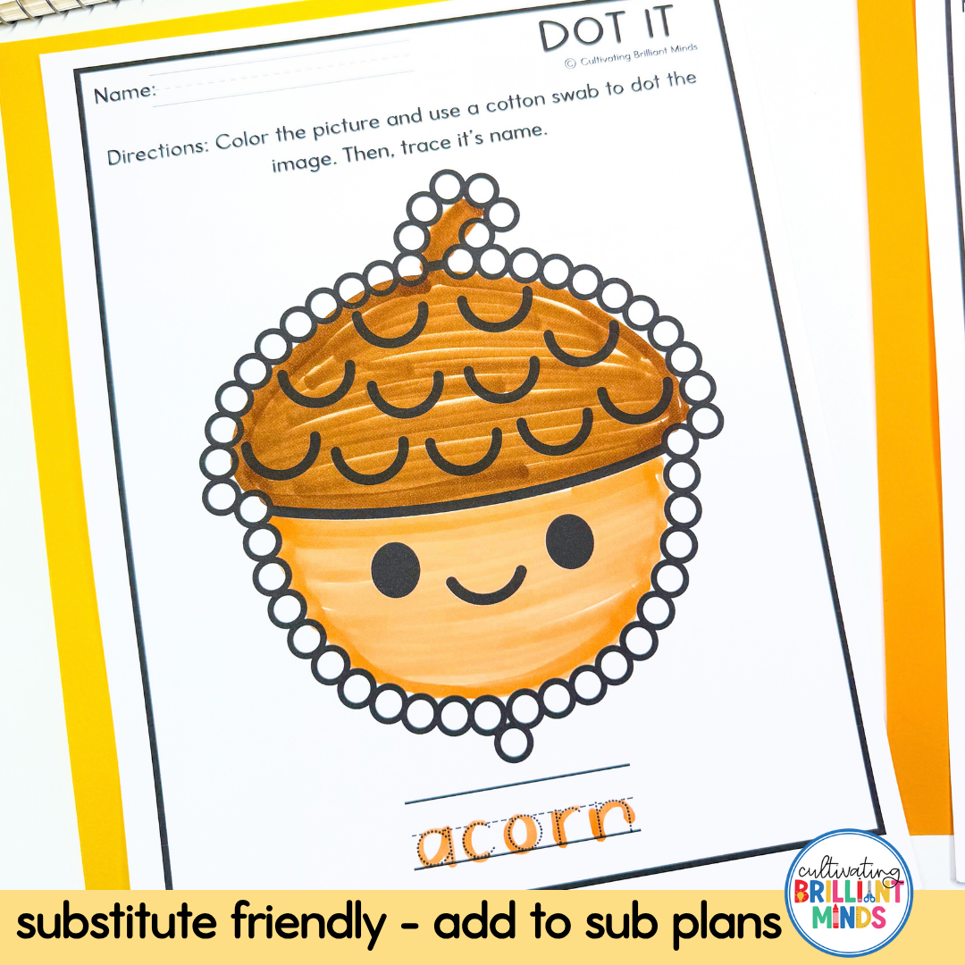 Fall Cotton Swab Painting Worksheets 4 - Cultivating Brilliant Minds Fall Cotton Swab Painting Worksheets