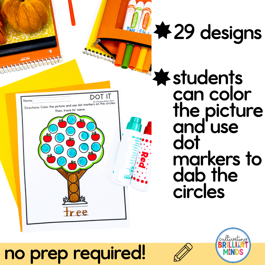 Fall Dot Markers - Cultivating Brilliant Minds Fall Dot Markers