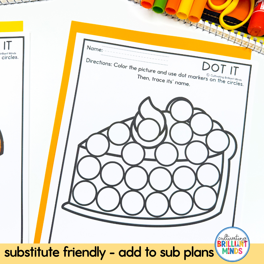 Fall Dot Markers - Cultivating Brilliant Minds Fall Dot Markers