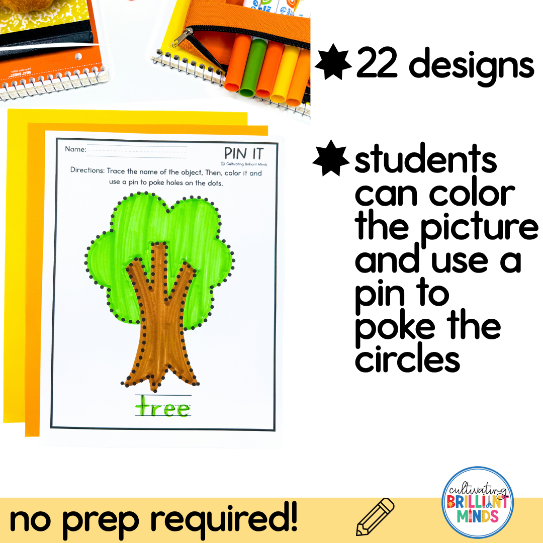 Fall Pin Poke Worksheets 2 - Cultivating Brilliant Minds Fall Pin Poke Worksheets