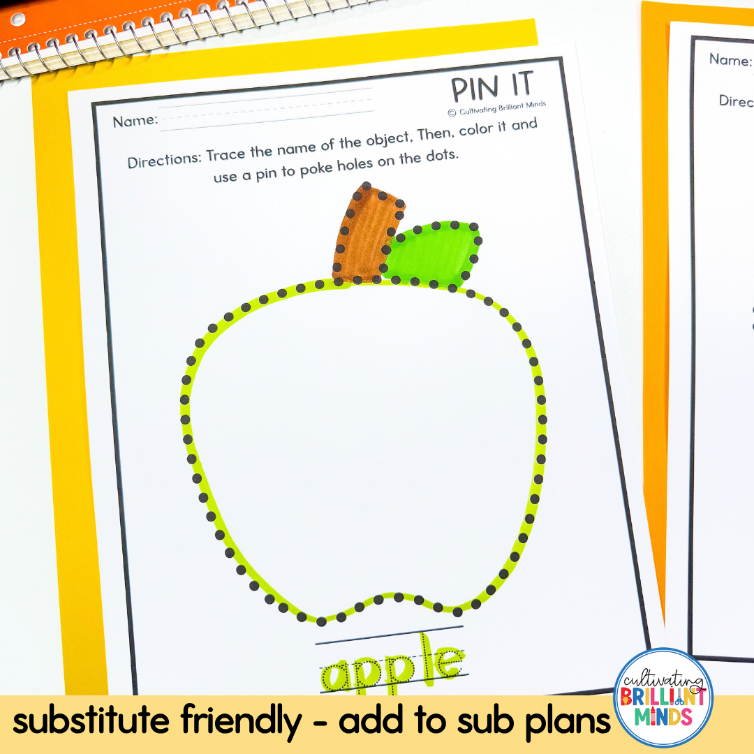 Fall Pin Poke Worksheets 4 - Cultivating Brilliant Minds Fall Pin Poke Worksheets