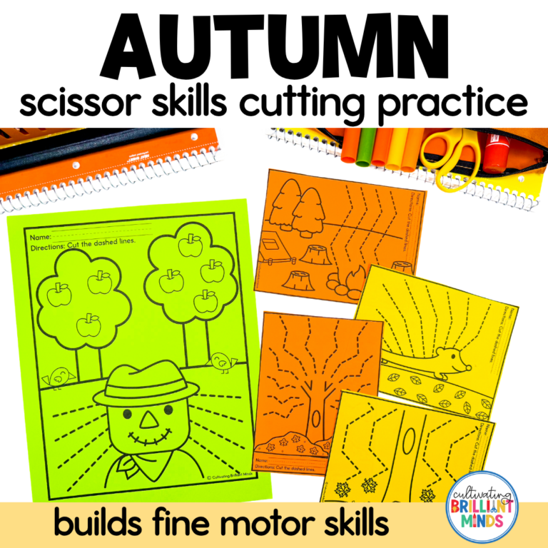 Fall Scissor Skills Cutting Practice Worksheets