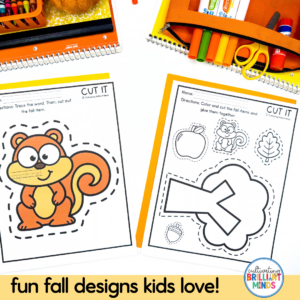 Fall Scissor Skills Cutting Practice Worksheets