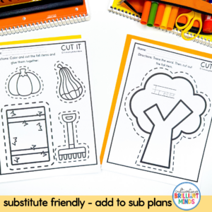 Fall Scissor Skills Cutting Practice Worksheets
