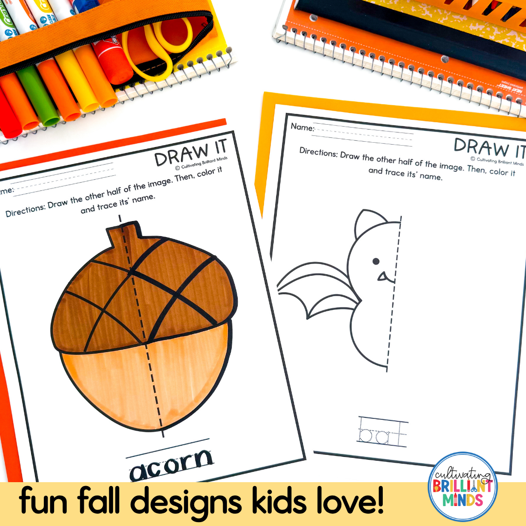 Fall Symmetry Worksheets 3 - Cultivating Brilliant Minds Fall Symmetry Worksheets