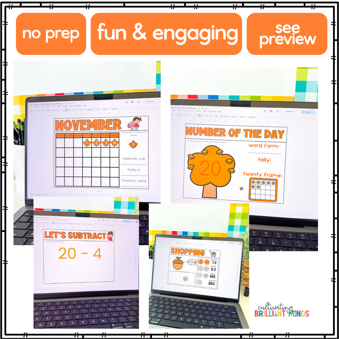 Math Only november morning Meeting4 - Cultivating Brilliant Minds math morning meeting slides for november