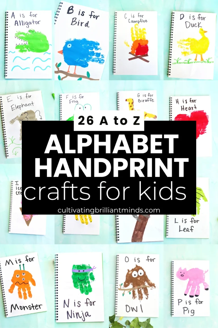 a collage of alphabet handprint crafts for kids