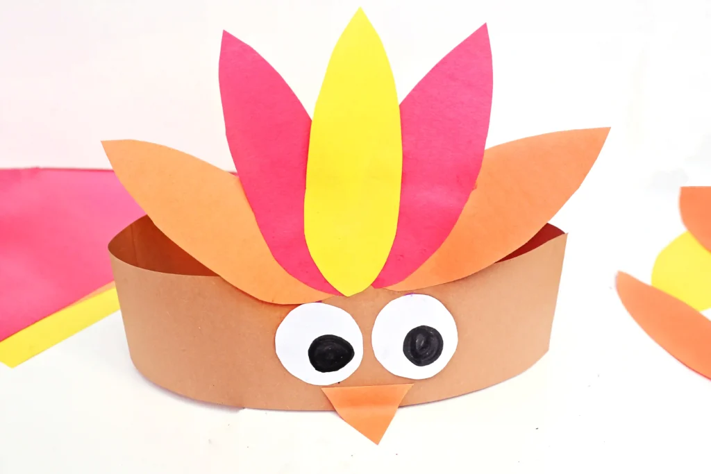a Turkey Headband Craft made out of construction paper