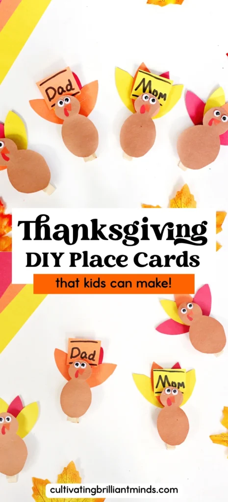 DIY Thanksgiving Place Cards of turkeys with names
