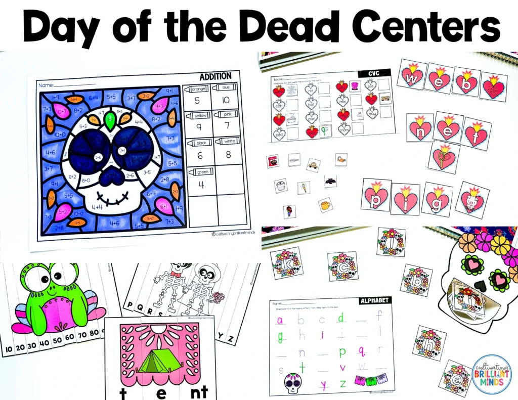 Thematic Centers - Cultivating Brilliant Minds a collage of day of the dead centers
