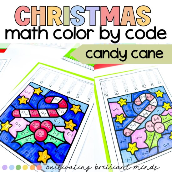 Candy Cane Math Color by Codes