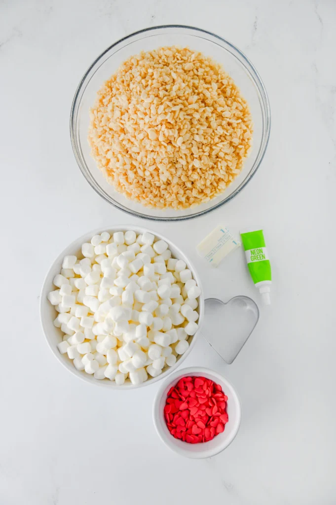 ingredients for the grinch rice krispie treats
